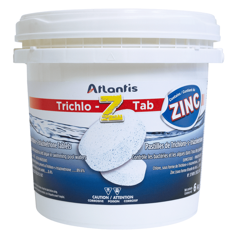 Atlantis TRICHLO-Z TAB with Zinc Oxide - Stabilized Chlorine Tablets 3'' & 200gr - 6KG Format