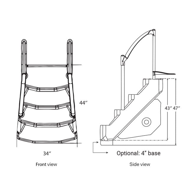 Lumi-O LA ROYALE II with 2 Handrails - Staircase for Above Ground Pool