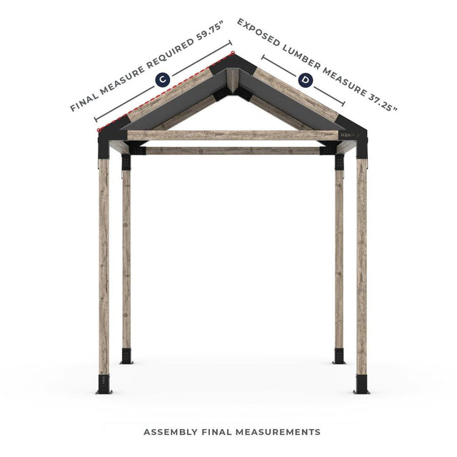 Single GRID 30 8'X8' Pergola Kit with Water Repellent Canvas for 4x4 Wooden Posts