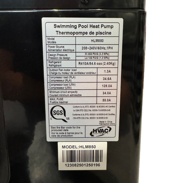 HVAC Concept HLM850 - Pool Heat Pump