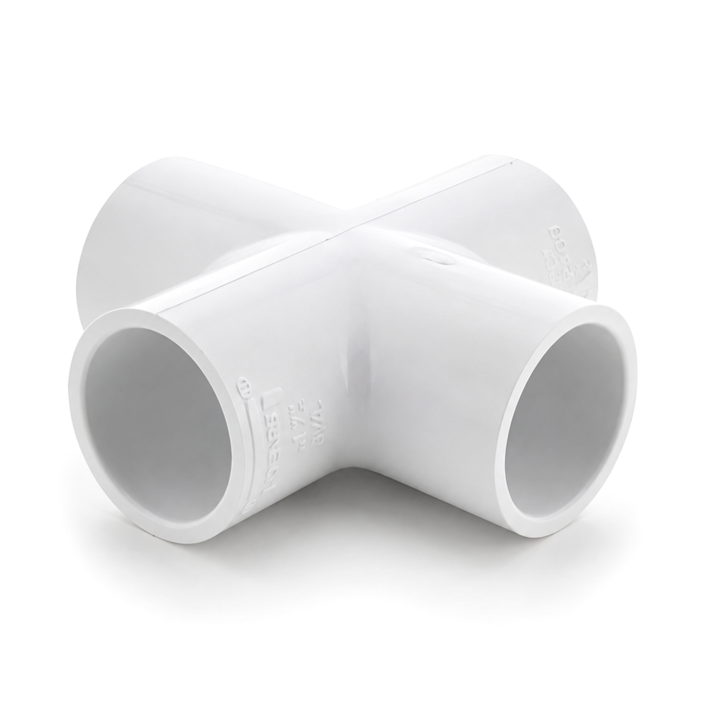 Cross (Socket X Socket X Socket X Socket) - PVC Schedule 40 White