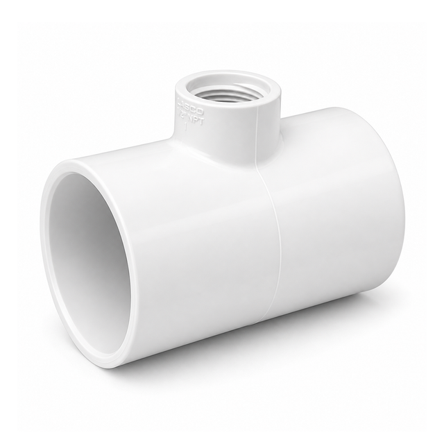 TEE (Glued X Glued X Screwed Female) - PVC Schedule 40 White