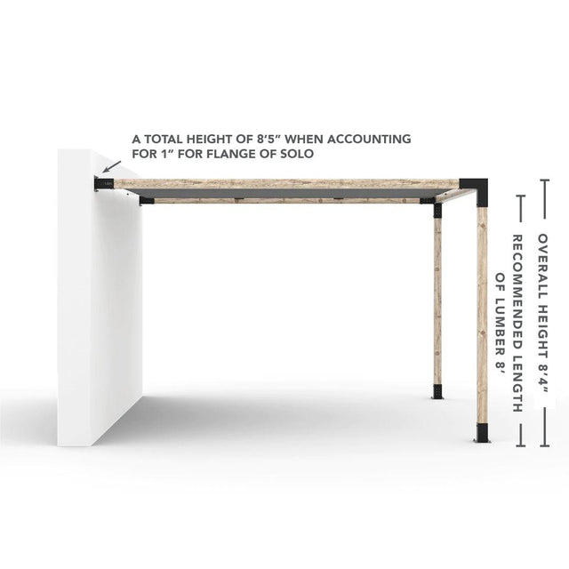 Wall Mount Pergola Kit with Shade Sail for 4x4 Wood Posts