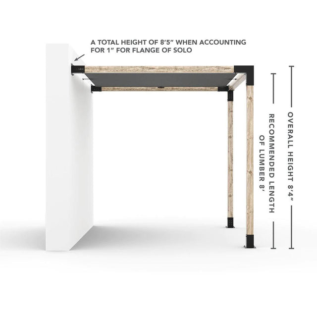 Wall Mount Pergola Kit with Shade Sail for 4x4 Wood Posts